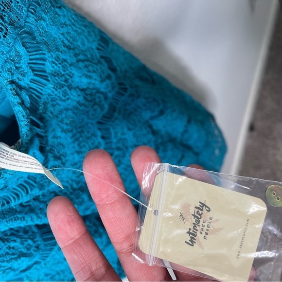 NWT Free People Intimately Free Teal Blue Lace Dress Open Back High Neck M - Picture 6 of 8